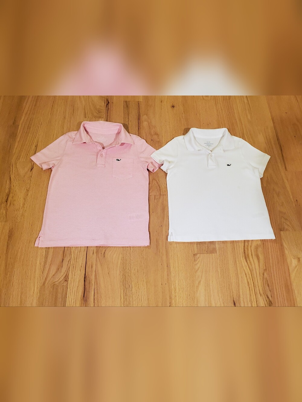 Vineyard Vines Kids Pink Stripe & White Polo Set